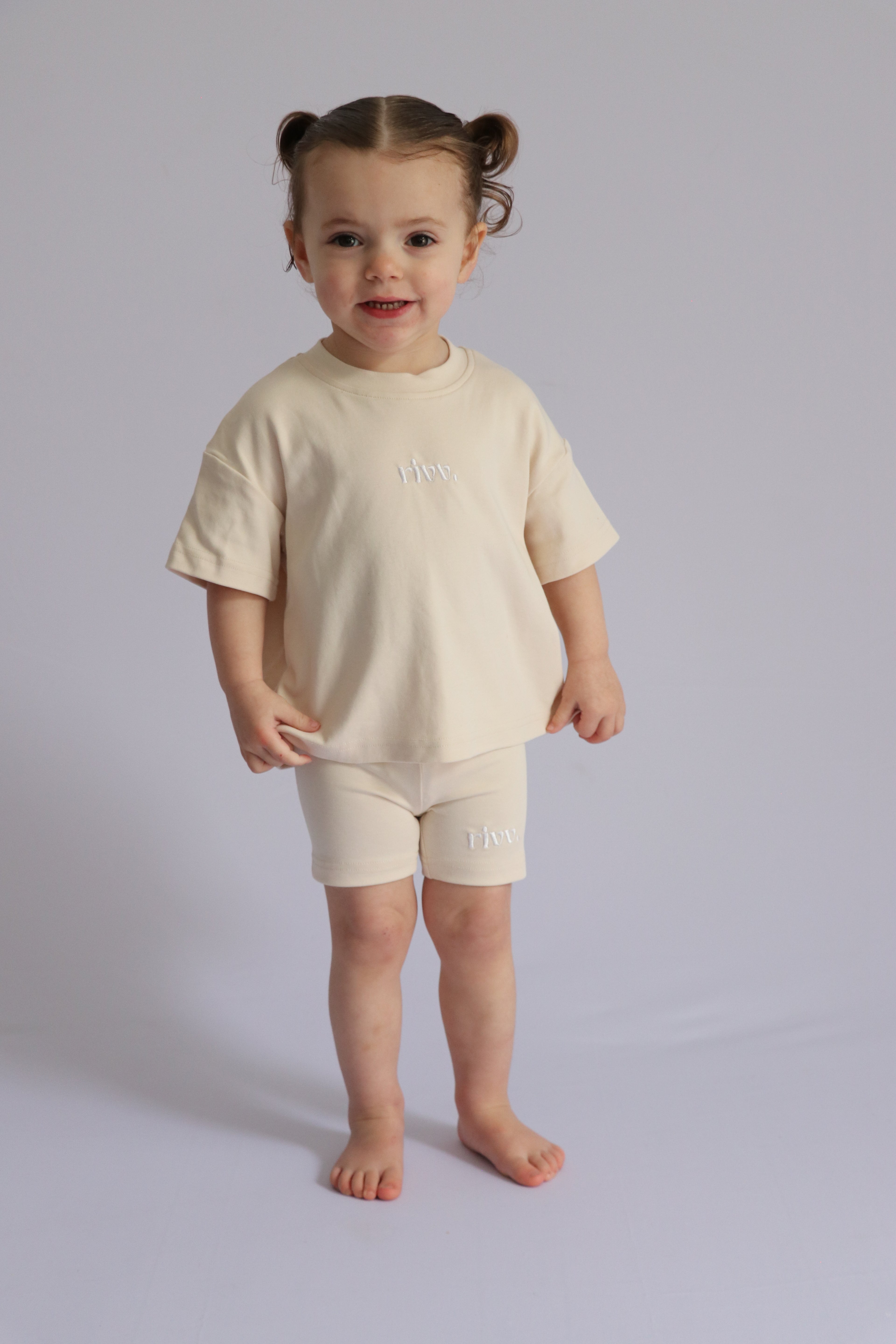 Kids Cotton Stretch Tee - Oat