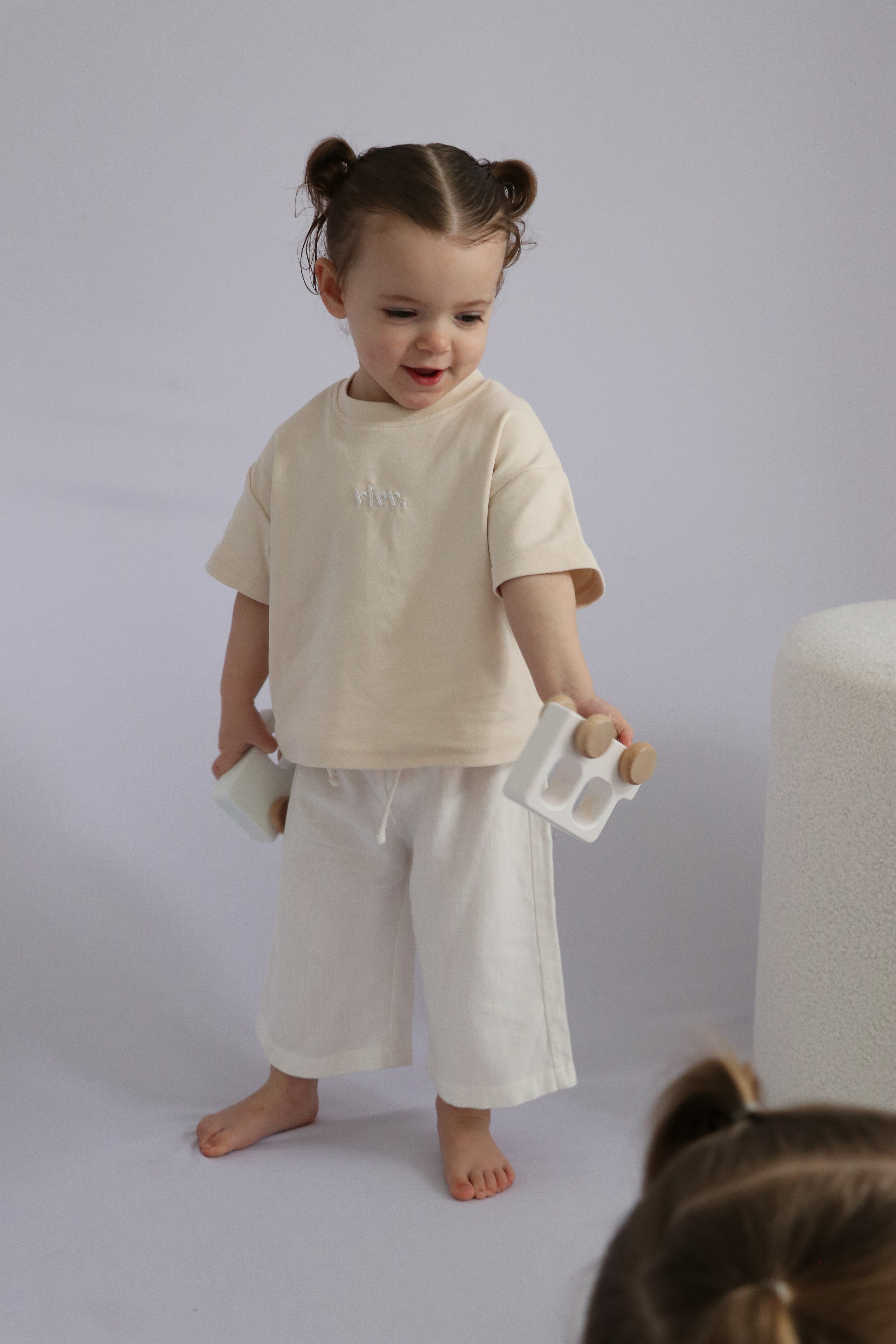 Kids Cotton Stretch Tee - Oat