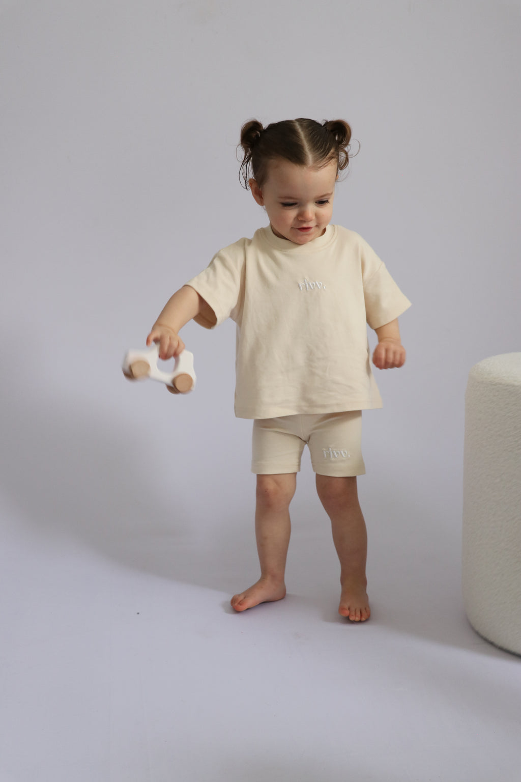 Kids Cotton Stretch Shorts - Oat