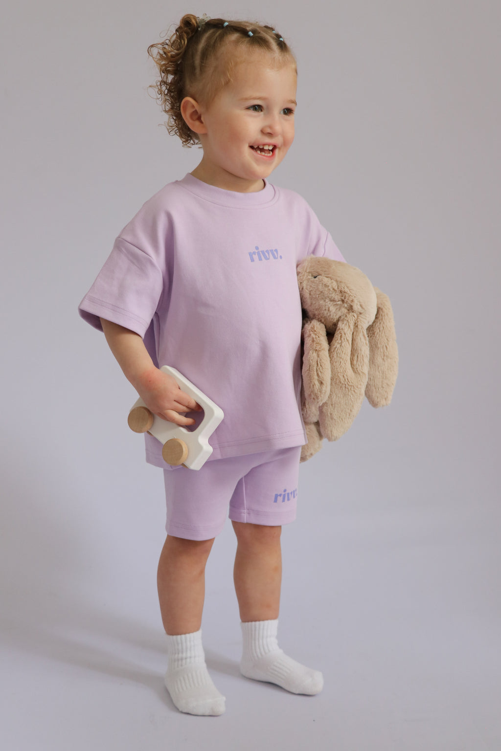 Kids Cotton Graphic Shorts - Haze