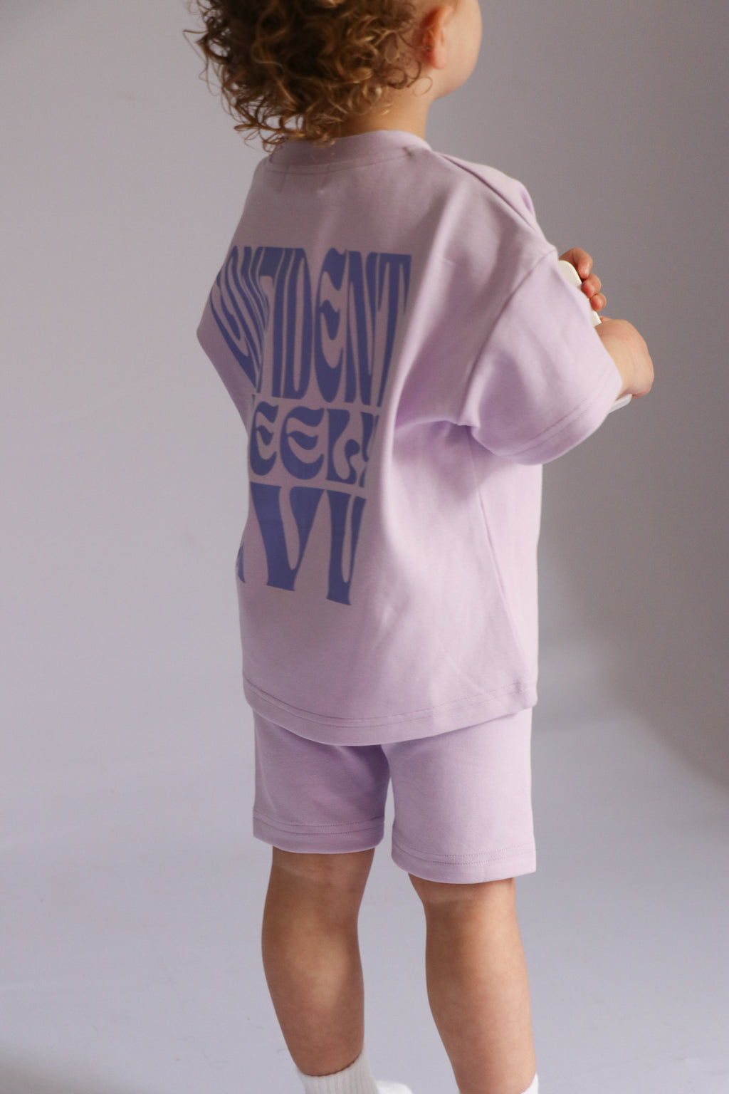 Kids Cotton Graphic Shorts - Haze