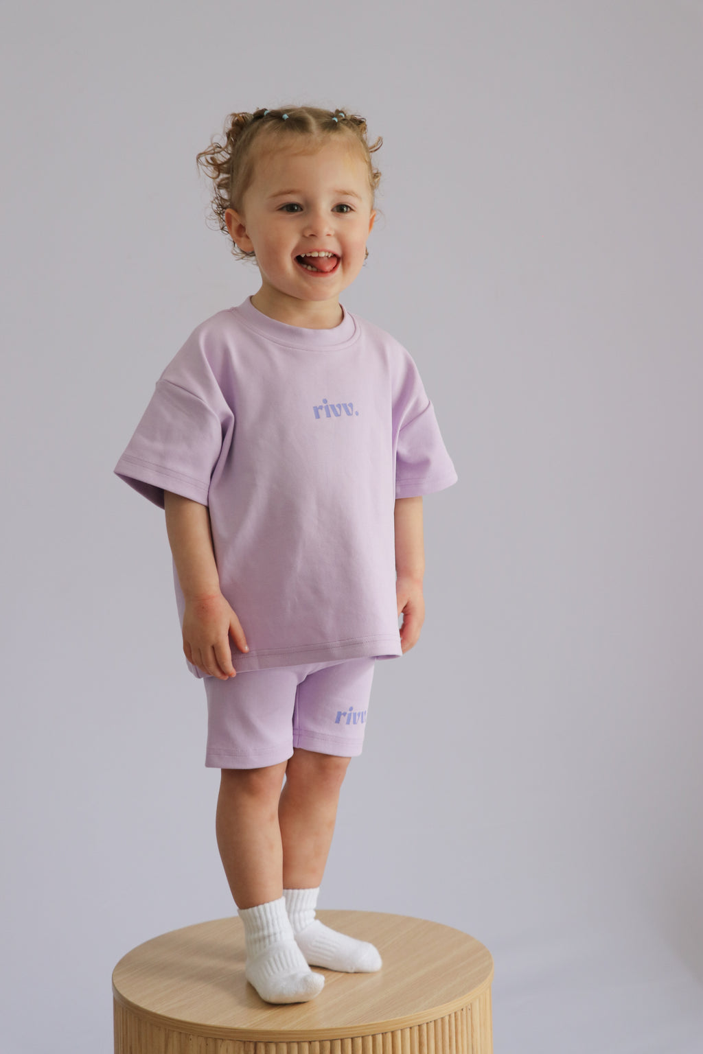 Kids Cotton Graphic Shorts - Haze