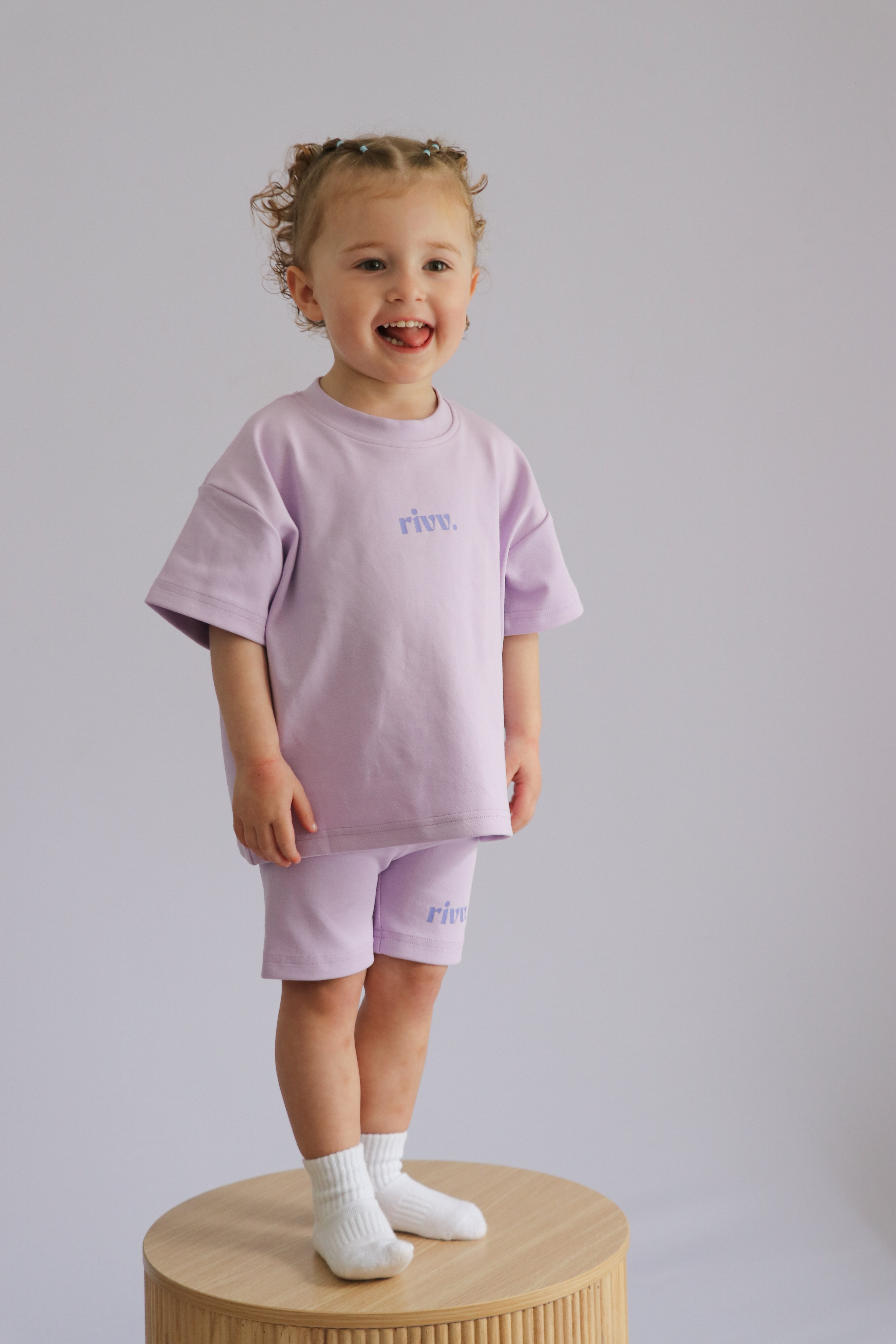 Kids Cotton Graphic Shorts - Haze