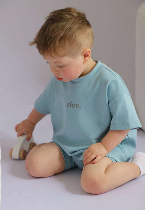 Kids Cotton Graphic Shorts - Tide