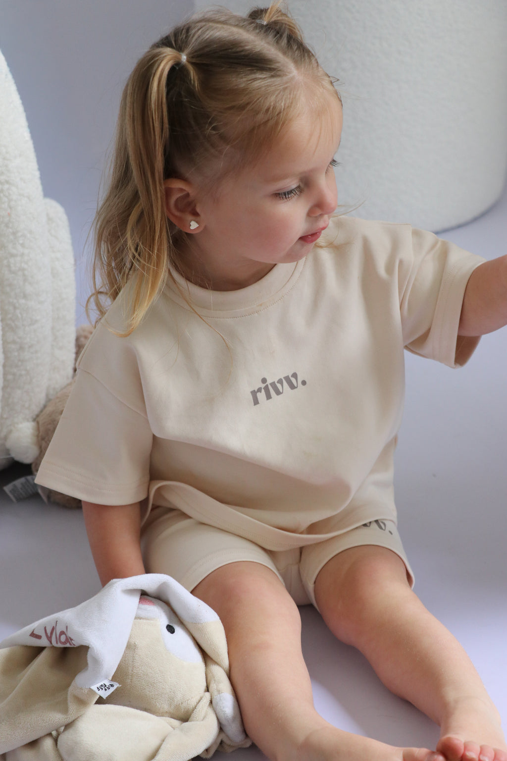 Kids Cotton Graphic Shorts - Oat